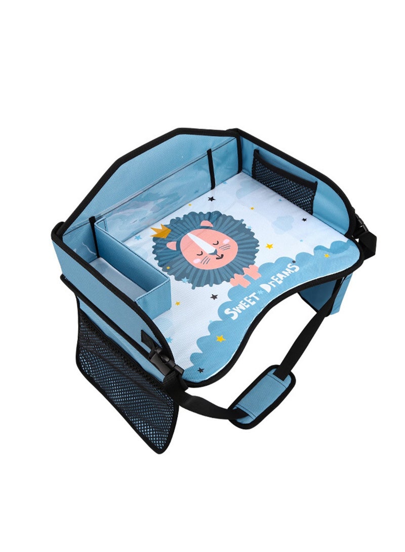Kids Car Travel Tray - Kids Travel Car Seat Tray with Loading Straps, Toddler Car Seat Activity Tray, Kids Lap Tray for Cars and Planes (Little Lion) - Image 1